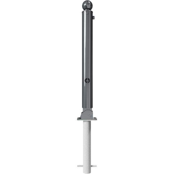 Ornamental bollard | Series 484B | � 82 mm | foldable, self-engaging lockfor casting in concrete, with hot-dip galvanized groundsocket part-no. 470.60, approx. 400 mm below ground | with triangular locking mechanism acc. with DIN 3223 | without eyelet